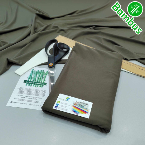 Balíček 1metr - Jednolíc elastický BAMBUS Vis./8%Lycra khaki 152 (0,41kg)